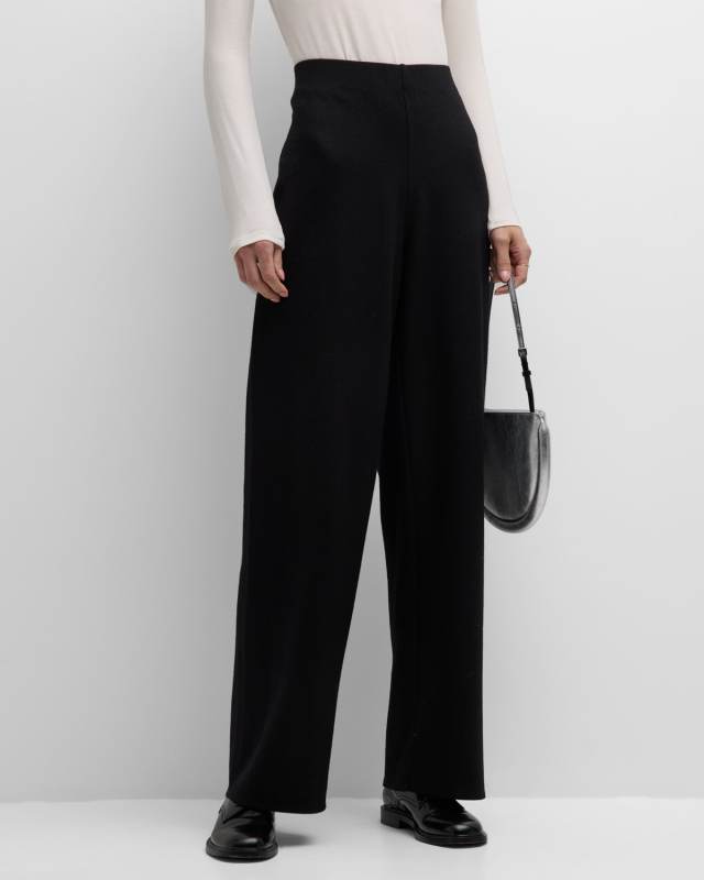 Missy Boiled Wool Jersey High-Waist Straight-Leg Pants
